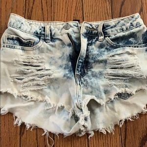 Acid jean shorts